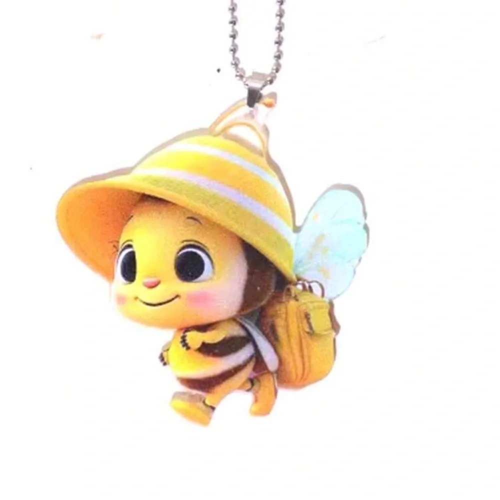 Yellow Bee shape Keychain for car or bag decoration